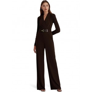 Belted Jersey Surplice Jumpsuit Circuit Brown