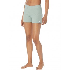 Lounge Ribbed Booty Shorts Silver Green