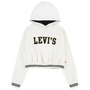 High-Rise Pullover Hoodie (Big Kids) Antique White