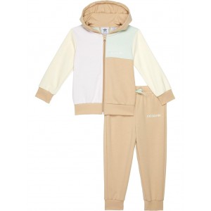 Color-Block Full Zip Hoodie Set (Infant/Toddler) Magic Beige/Linen Green/Wonder White/Almost Pink