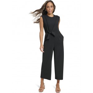 Wide Leg Jumpsuit with Knitted Side Detail Black