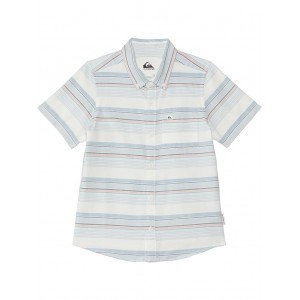 Oxford Stripe Classic Short Sleeve (Toddler/Little Kids) Blue Fog Oxford Stripe