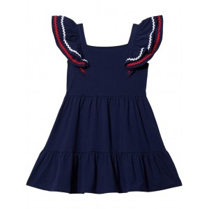 Jersey Ric Rac Dress (Toddler/Little Kids/Big Kids) Navy Blue