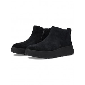 F-Mode Suede Flatform Zip Ankle Boots All Black