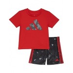 Poly Tee & Camo All Over Print Shorts (Infant) Bright Red