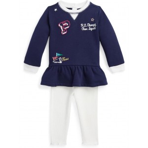 Polo Ralph Lauren Kids Fleece Peplum Top & Ribbed Leggings Set (Infant)