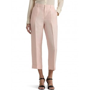 Linen-Blend-Twill Cropped Pants Pink Opal