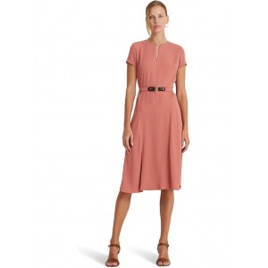Belted Georgette Dress Pink Mahogany