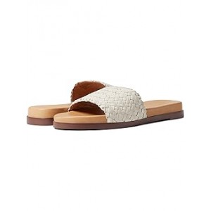 The Louisa Slide Sandal in Woven Leather Pale Oyster
