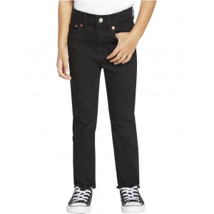 High-Rise Straight Jeans (Little Kids) Soft Black