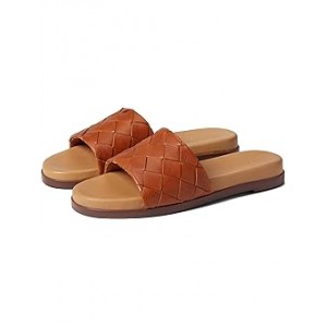 The Louisa Slide Sandal in Woven Leather Burnished Caramel