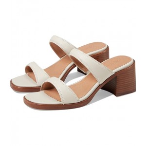 The Saige Double-Strap Sandal in Leather Pale Oyster