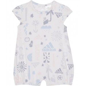 All Over Print Tulip Sleeve Shortie Romper (Infant) Almost Pink