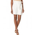 Shorts with Button Detail and Belt Soft White