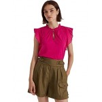 Jersey Flutter-Sleeve Top Sport Pink