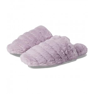 Quilted Scuff Slippers in Recycled Faux Fur Provence Grape