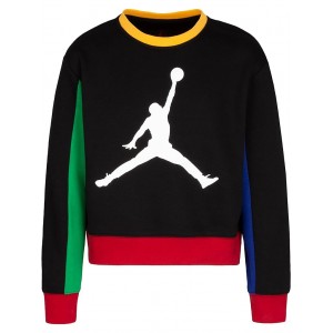 Jordan Jumpman Fleece Crew Sweatshirt (Little Kids/Big Kids) Black