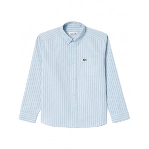 Long Sleeve Two Toned Oxford Collared Button Down Shirt (Little Kid/Big Kid) Phoenix Blue/White Abysm