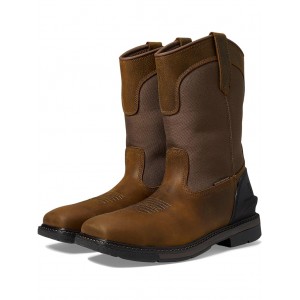 Montana Water Resistant 11 Steel Square Toe Wellington Brown Oil Leather/Brown High Abrasion Fabric