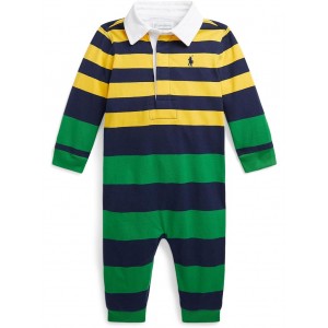 Polo Ralph Lauren Kids Striped Cotton Jersey Rugby Coveralls (Infant)