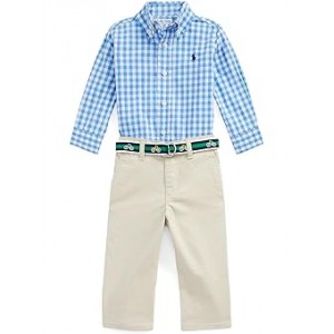 Poplin Shirt & Stretch Chino Pants Set (Infant) White
