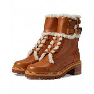 Mallory Combat Shearling Bootie Tan
