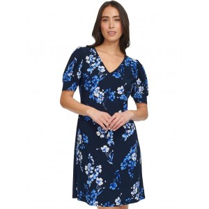 Floral Puff Sleeve Shift Sky Captain Multi