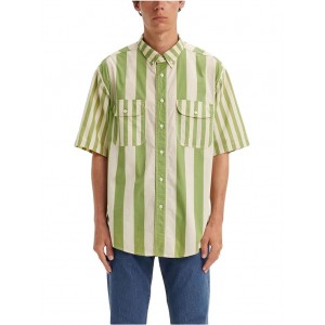 Skate Short Sleeve Woven Top Mixed Up Green White