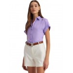 Petite Linen Short-Sleeve Shirt Wild Lavender