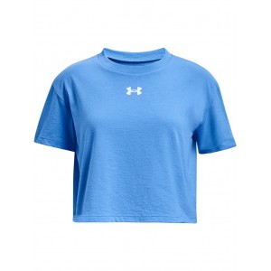 Crop Sportstyle Logo Short Sleeve T-Shirt (Big Kids) Water/White