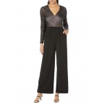 Sequin Bodice Jumpsuit with Long Sleeves Black/Black