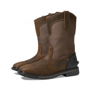 Montana Water Resistant 11 Square Toe Wellington Brown Oil Leather/Brown High Abrasion Fabric
