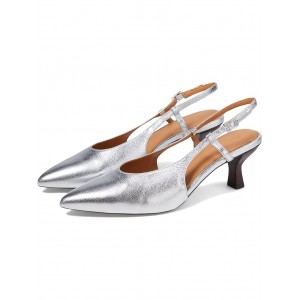 The Debbie Slingback Pump in Leather Bright Silver