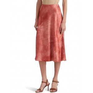 Tie-Dye Print Satin Skirt Red Sunstone Multi