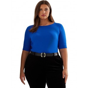Plus Size Stretch Cotton Boatneck Tee Sapphire Star