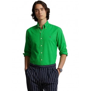 Classic Fit Long Sleeve Garment Dyed Oxford Shirt Preppy Green