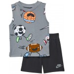 Sportswear Printed Muscle Tank Top and Shorts Set (Toddler) Black