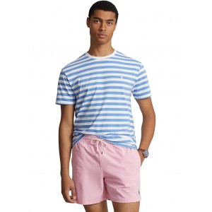 Classic Fit Striped Jersey Short Sleeve T-Shirt Summer Blue/White