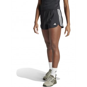 Pacer Training 3-Stripes Woven High-Rise Shorts Black/White