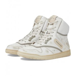 Distressed Leather High-Top Sneaker White