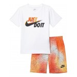 Sportswear T-Shirt and Printed French Terry Shorts Set (Toddler) Rush Orange