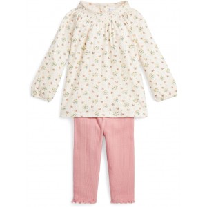 Polo Ralph Lauren Kids Floral Cotton Top & Leggings Set (Infant)