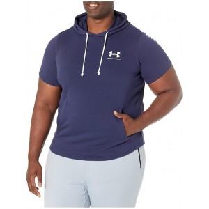 Rival Terry Left Chest Short Sleeve Hoodie Midnight Navy/Onyx White