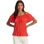 Off-the-Shoulder Jersey Blouse Tomato