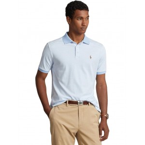 Custom Slim Fit Striped Soft Cotton Polo Shirt Blue Bell/ White