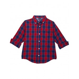 Checker Plainweave Button-Down Plaid Shirt (Big Kids) Scarlet Sage