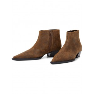 Cassie Texture Leather Bootie Mocca Brown