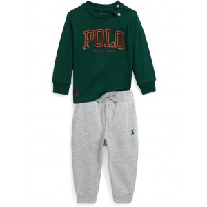 Polo Ralph Lauren Kids Logo Jersey Tee & Fleece Jogger Pants Set (Infant)