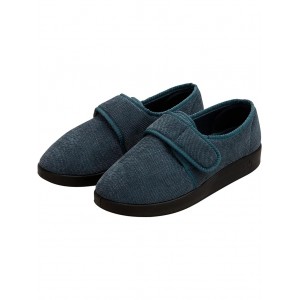 Wide & Comfy Easy Closure Slippers Grey/Black