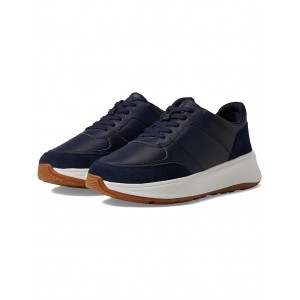 F-Mode Leather/Suede Flatform Sneakers Midnight Navy